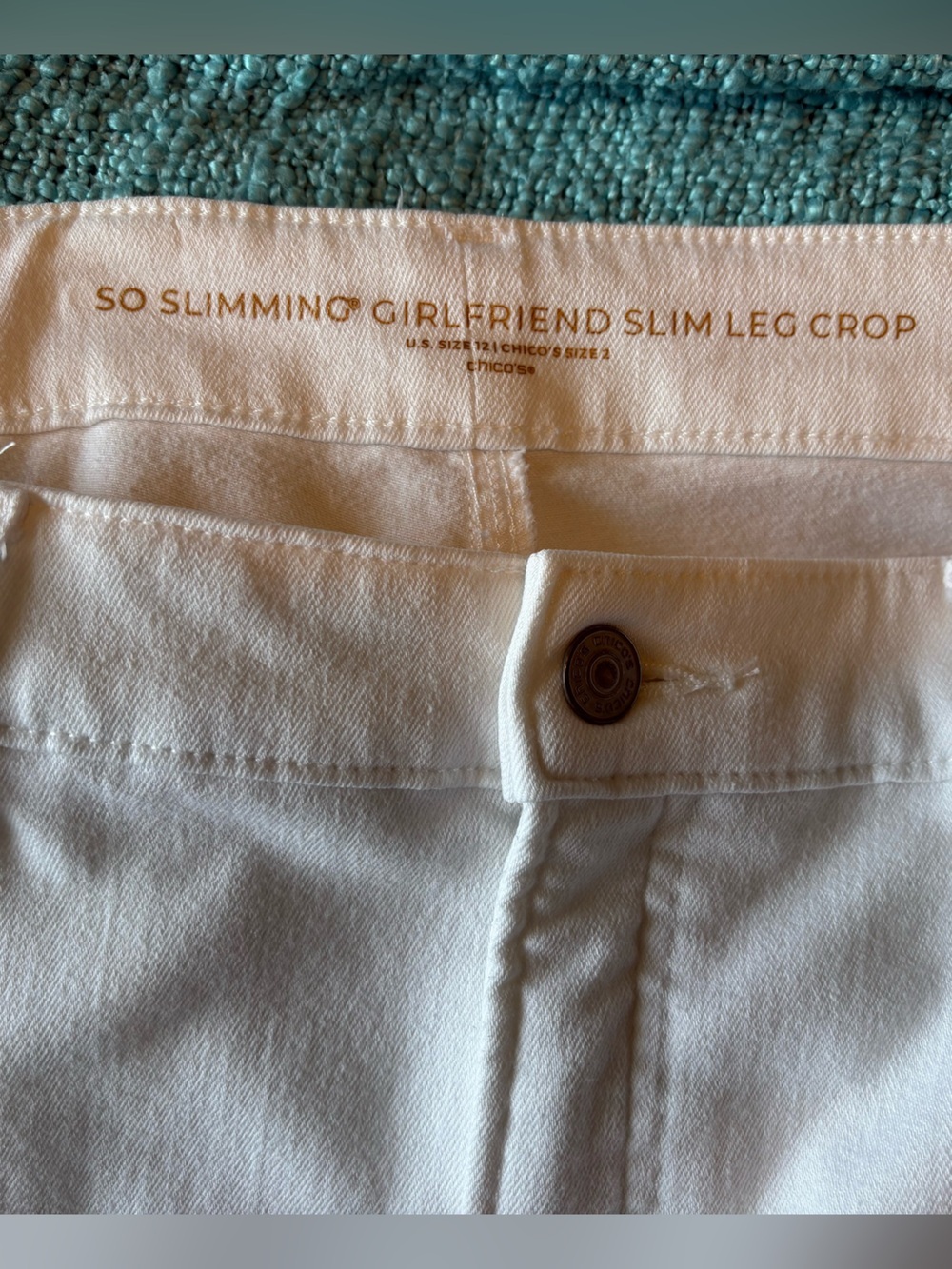 Chico’s White So Slimming Girlfriend Slim Leg Crop Jeans Size 2 (US 12) - Picture 2 of 10